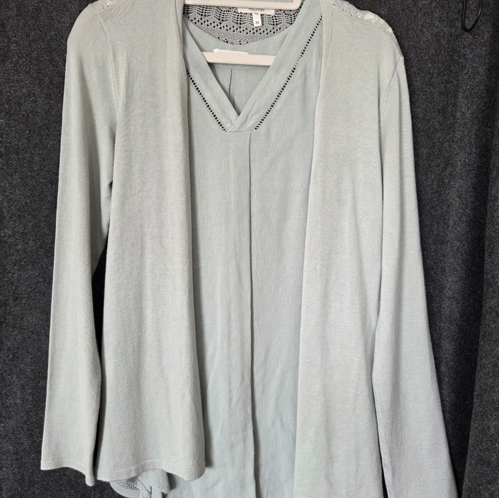 Maurices Sage Green Cardi/Top Set